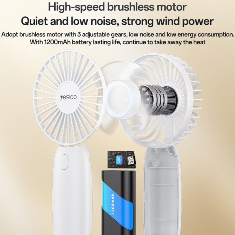 Ventilator portabil cu suport pentru telefon 1200mAh Yesido YF15