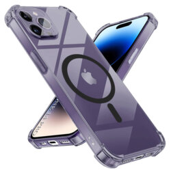 Husa iPhone 14 Pro Techsuit Shockproof Clear Silicone MagSafe, fumuriu