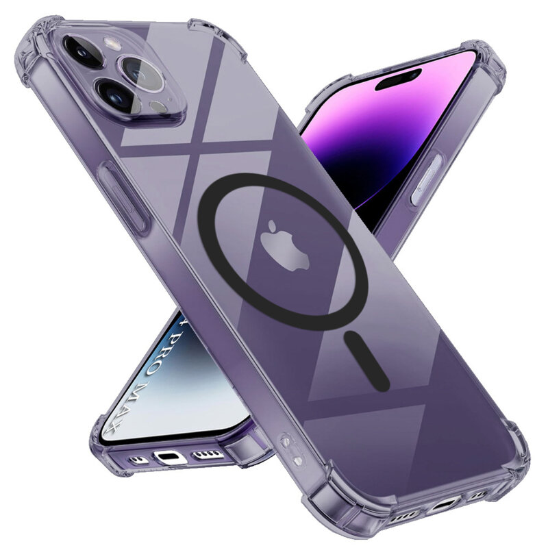 Husa iPhone 14 Pro Max Techsuit Shockproof Clear Silicone MagSafe, fumuriu