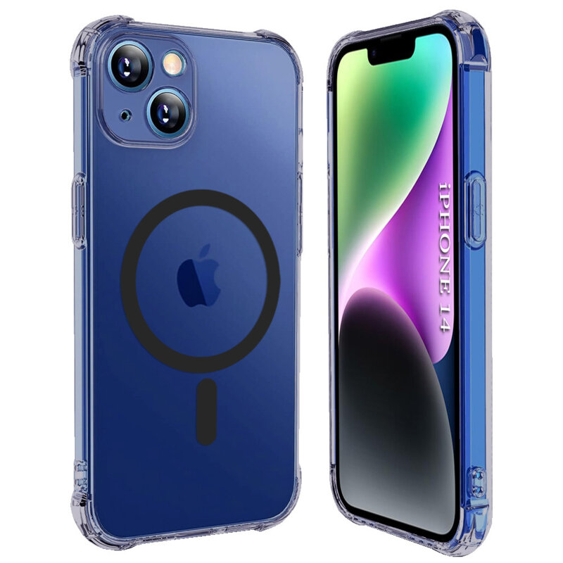 Husa iPhone 14 Techsuit Shockproof Clear Silicone MagSafe, fumuriu