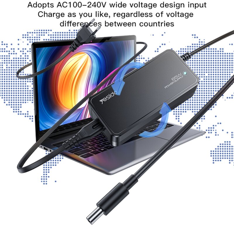 Adaptor, incarcator universal laptop Yesido, 65W, 5A, CG11E