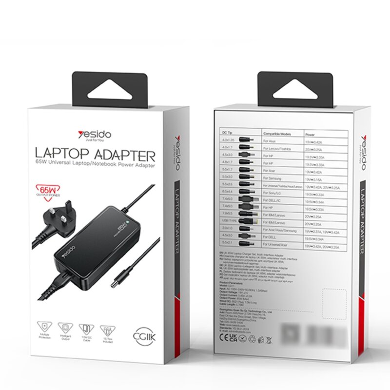 Adaptor, incarcator universal laptop Yesido, 65W, 5A, CG11E