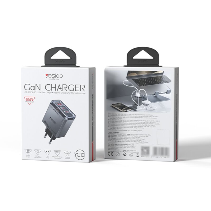 Incarcator USB, Type-C Fast Charge Yesido, 65W, YC101, negru