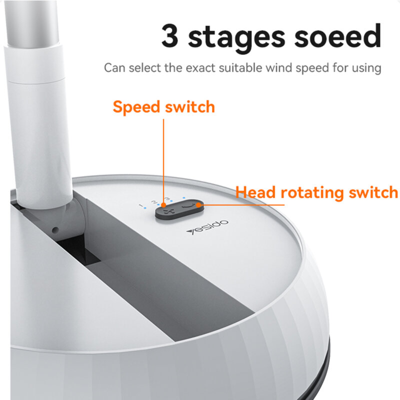 Ventilator portabil cu brat telescopic Yesido YF11, 6000mAh, alb