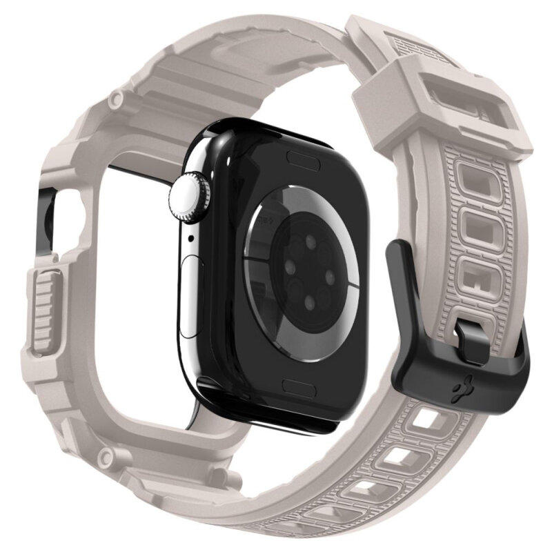 [Pachet husa + curea] Apple Watch 11 42mm Spigen Rugged Armor Pro, bej