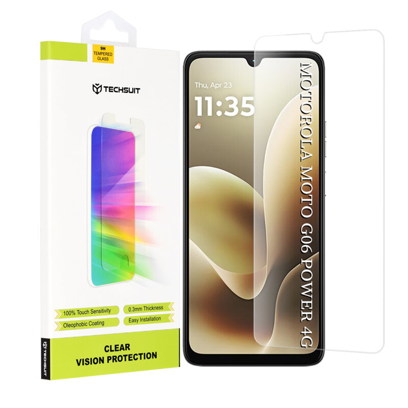 Folie sticla Motorola Moto G06 Power Techsuit Clear Vision Glass, transparenta