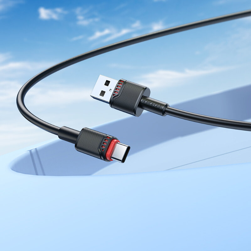Cablu USB la Type-C premium, 3A, 1m Borofone Beneficio, negru, BX110