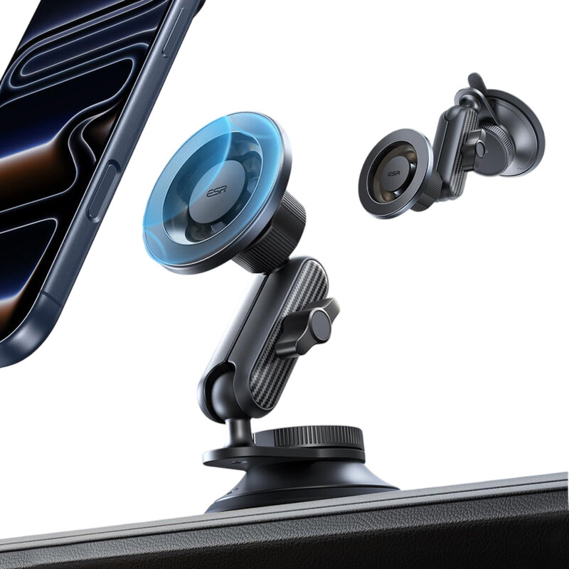 Suport auto magnetic pentru bord, universal ESR OmniLock, negru/carbon