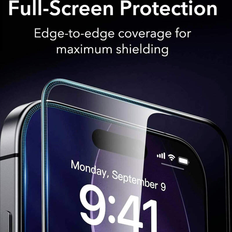 [Pachet 2x] Folie sticla iPhone 16 Pro ESR Armorite Screen Protector UltraFit, negru