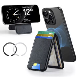 Portofel din piele 3x card + inel magnetic ESR Classic, negru