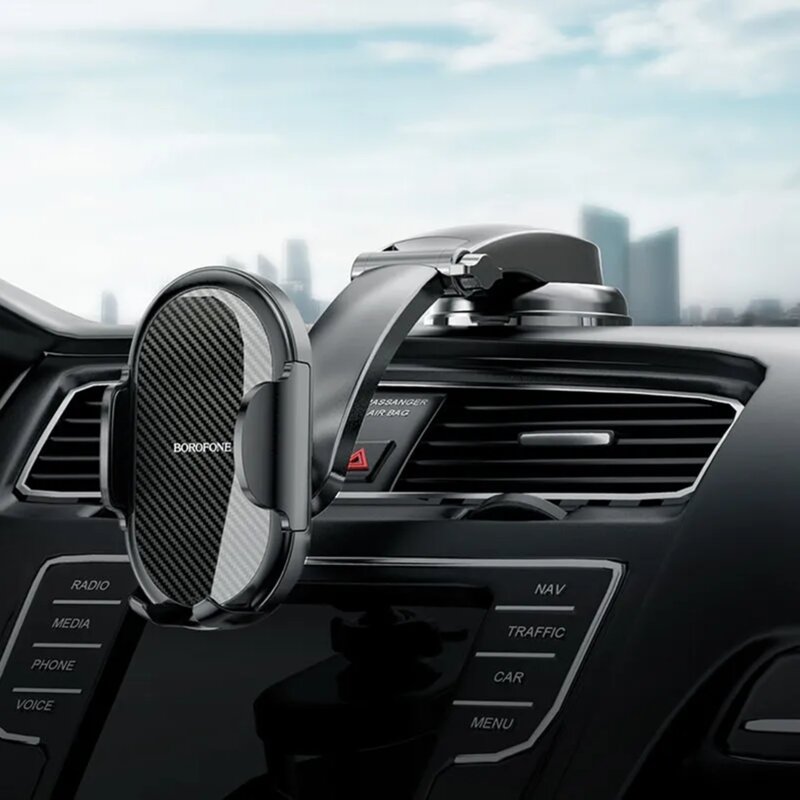 Suport auto pentru telefon bord/parbriz Borofone Charm BH73, negru