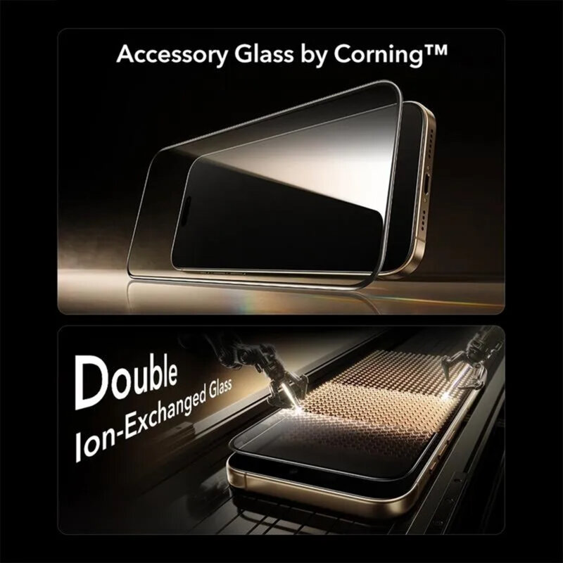 Folie sticla iPhone 17 Pro Max ESR Corning Gorilla Glass UltraFit™, negru