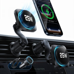 Suport auto Qi2 HaloLock pentru grila + incarcator bricheta ESR, negru