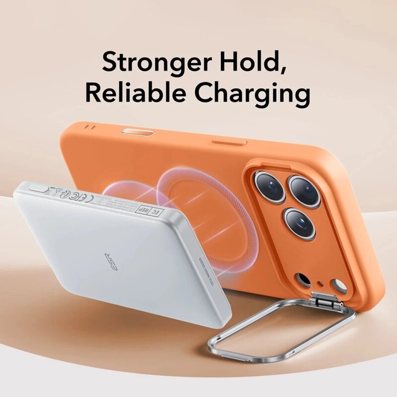 Husa iPhone 17 Pro Max ESR Cloud Soft HaloLock Kickstand, portocaliu