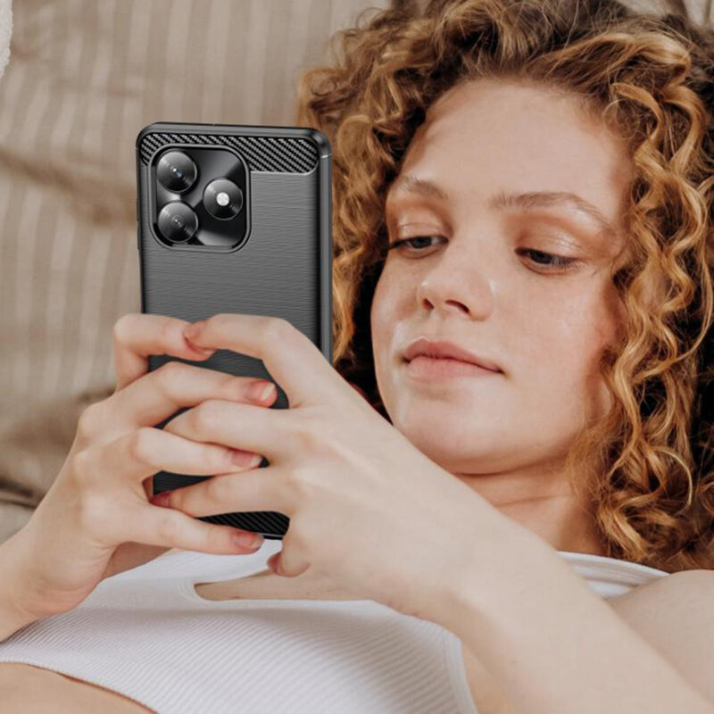 Husa Honor X5c Plus Techsuit Carbon Silicone, negru