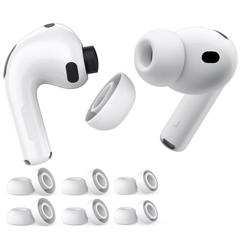 [Pachet 3x] Dopuri casti AirPods Pro 3 din silicon premium Techsuit ET2, alb