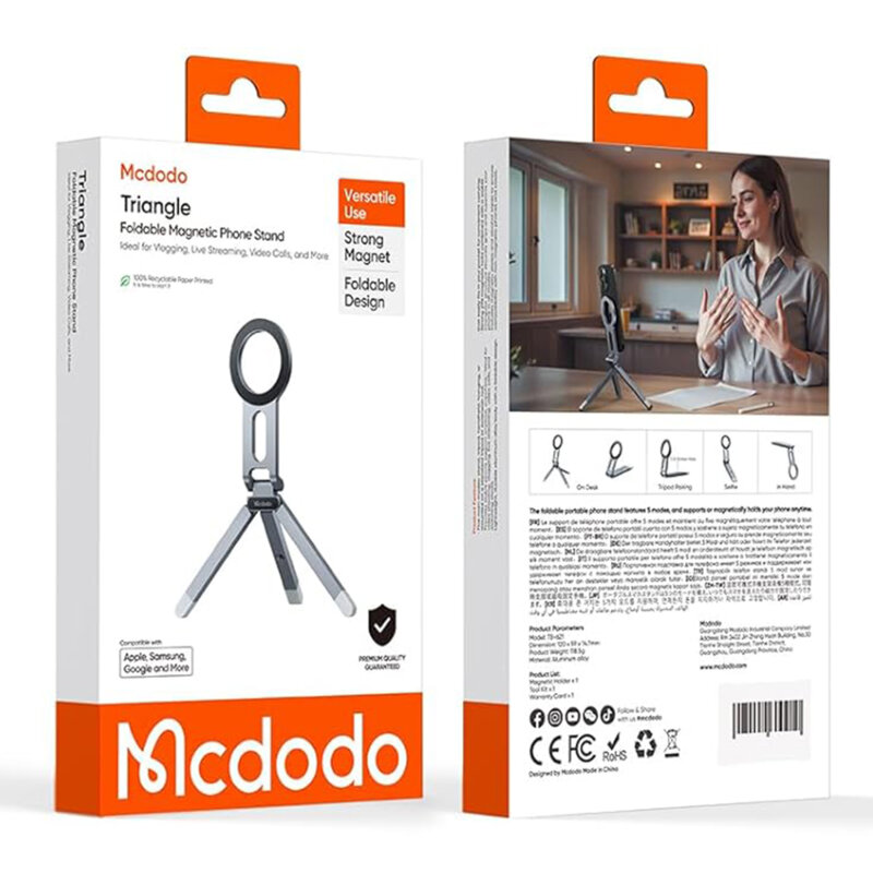 Suport magnetic telefon din aliaj aluminiu, Mcdodo TB-6210, gri