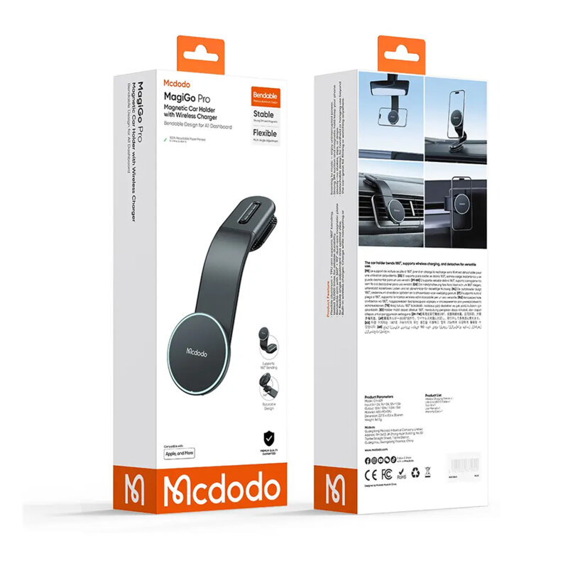 Suport auto cu incarcare wireless 15W, Mcdodo, negru, CH-6290