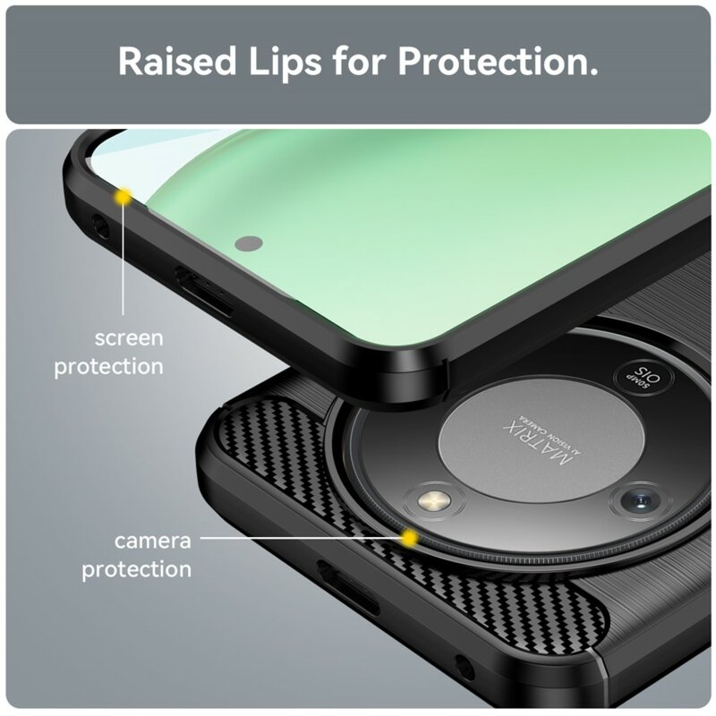 Husa Honor Magic8 Lite Techsuit Carbon Silicone, negru