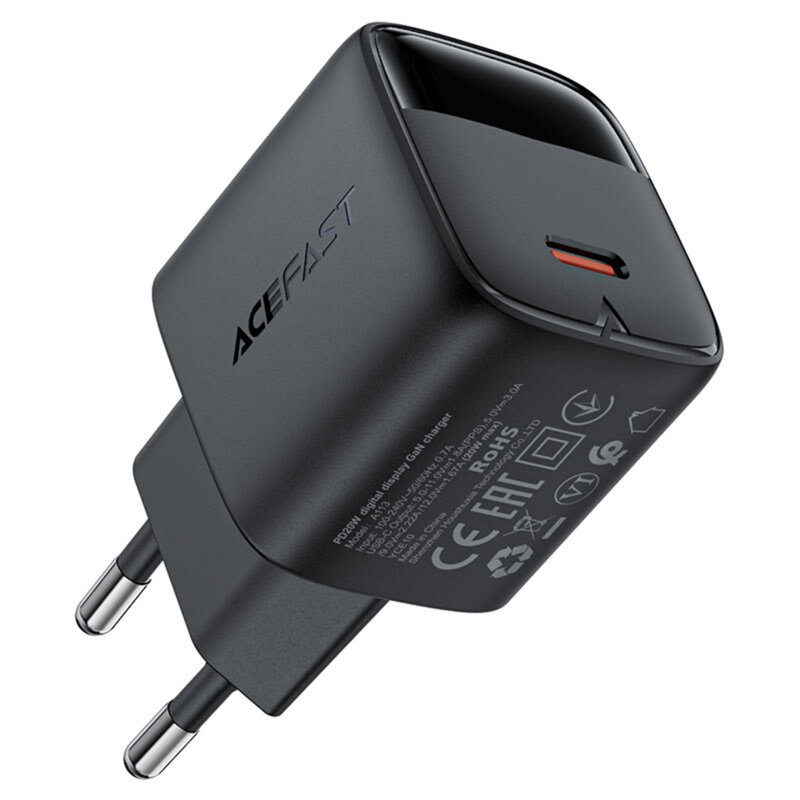 Incarcator GaN Type-C + cablu, Fast Charge Acefast A113, 20W, negru