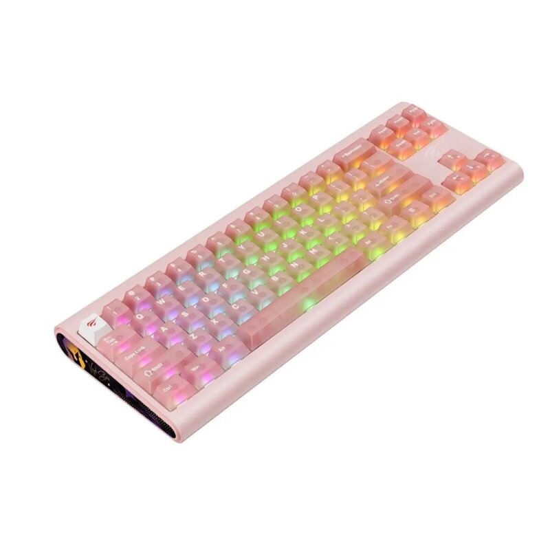 Tastatura gaming mecanica RGB Havit KB896L, 1.2m, roz