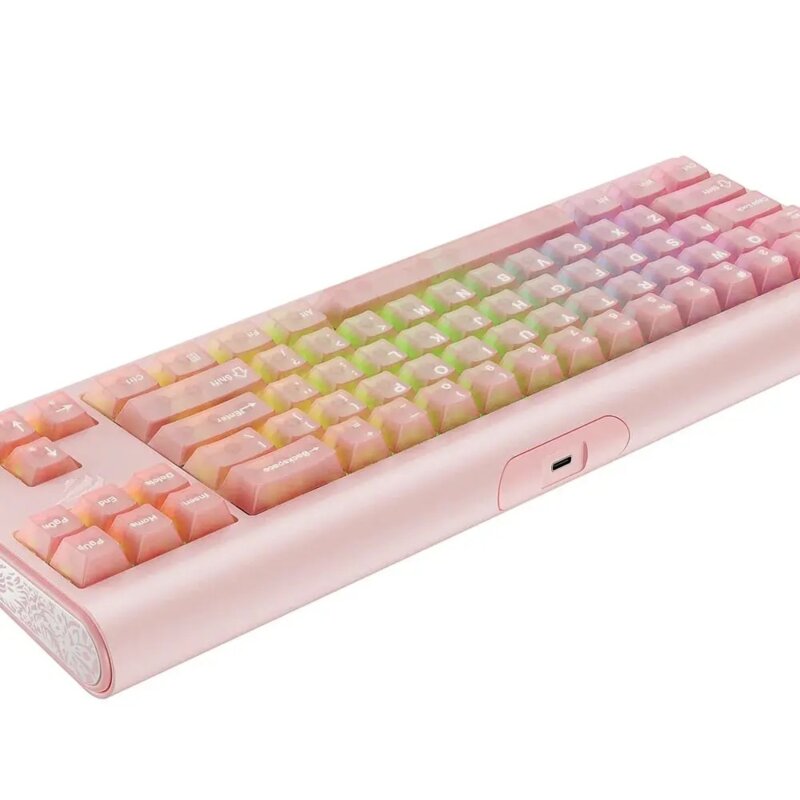 Tastatura gaming mecanica RGB Havit KB896L, 1.2m, roz