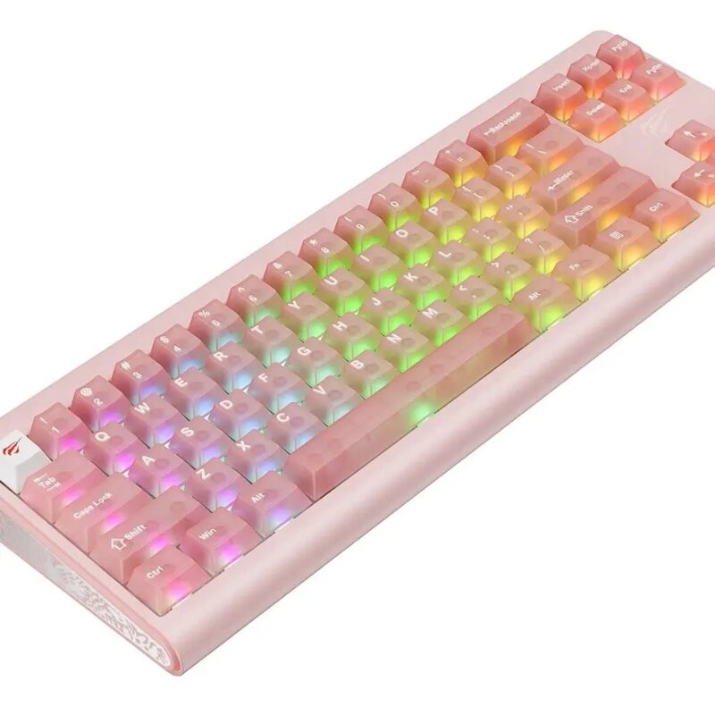 Tastatura gaming mecanica RGB Havit KB896L, 1.2m, roz