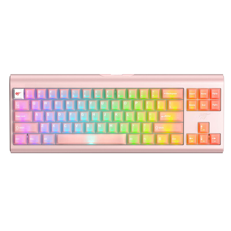 Tastatura gaming mecanica RGB Havit KB896L, 1.2m, roz