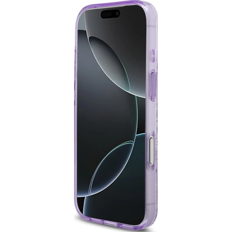 Husa iPhone 17 Pro Max originala Guess IML Flower & Tonal Circle MagSafe, mov, GUHMP17XHFWBDCEU