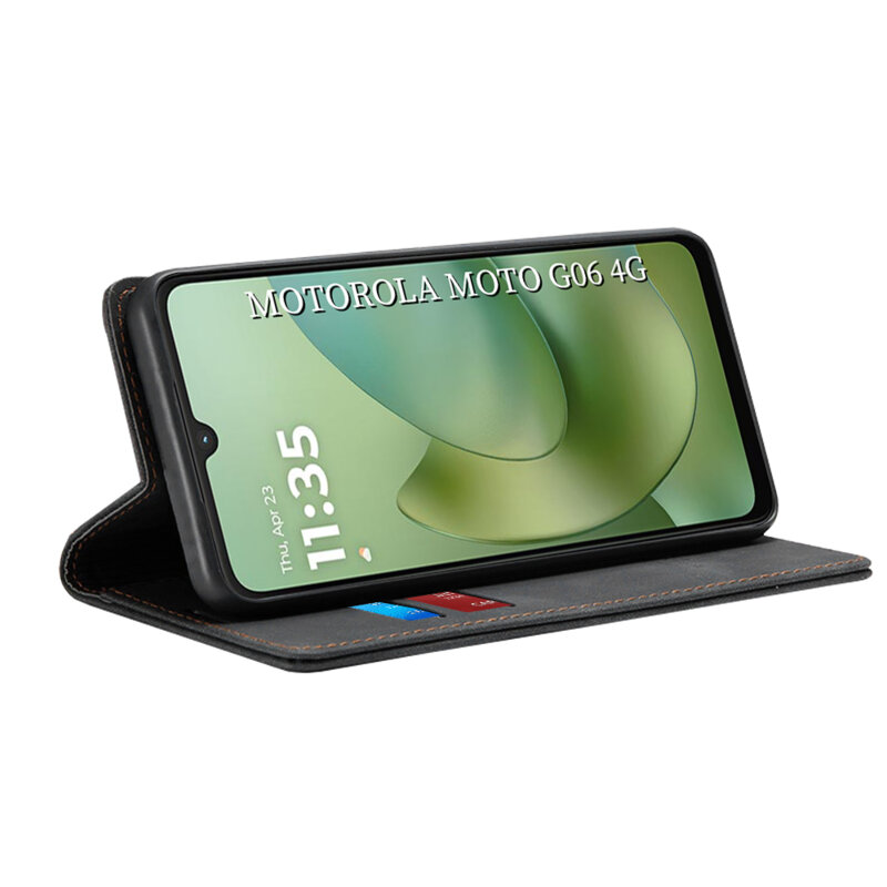 Husa piele Motorola Moto G06 Techsuit Confy Cover, negru