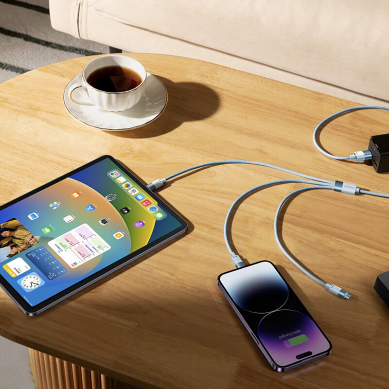 Cablu de date USB 3in1 Baseus, 20W, 1.2m, bleu, CAXS000017