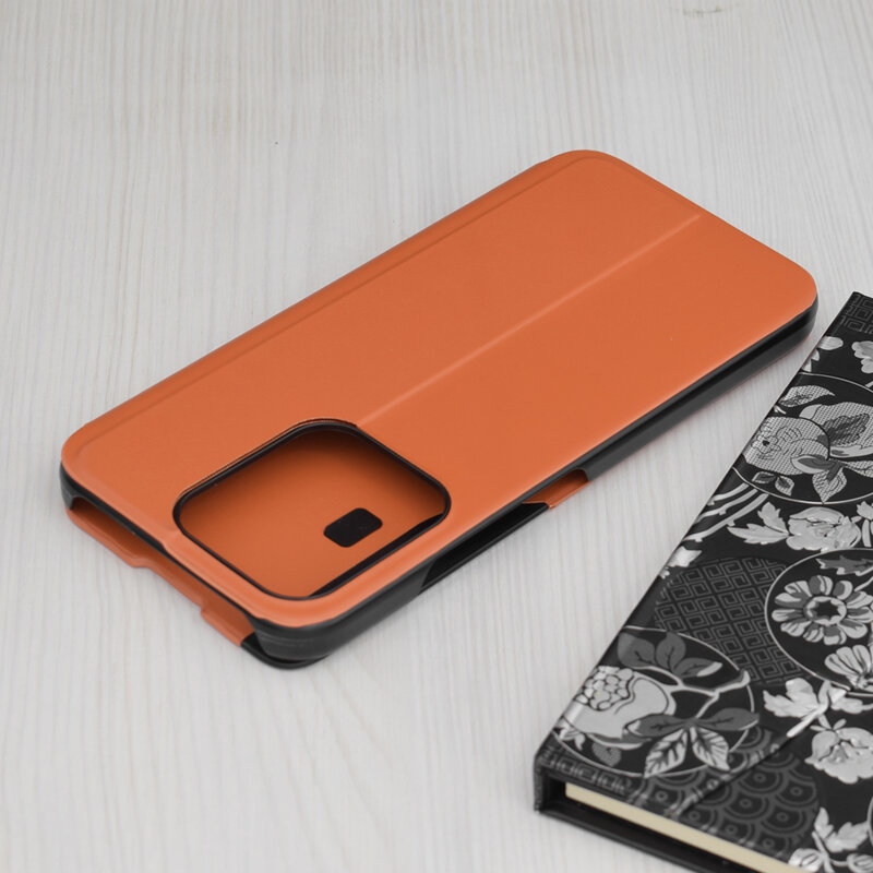 Husa Xiaomi Redmi 15C 5G Eco Leather View flip tip carte, portocaliu