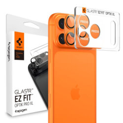 Folie sticla camera iPhone 17 Pro Spigen Glas.tR Optik EZ Fit Pro XL, portocaliu