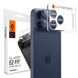 Folie sticla camera iPhone 17 Pro Spigen Glas.tR Optik EZ Fit Pro XL, albastru