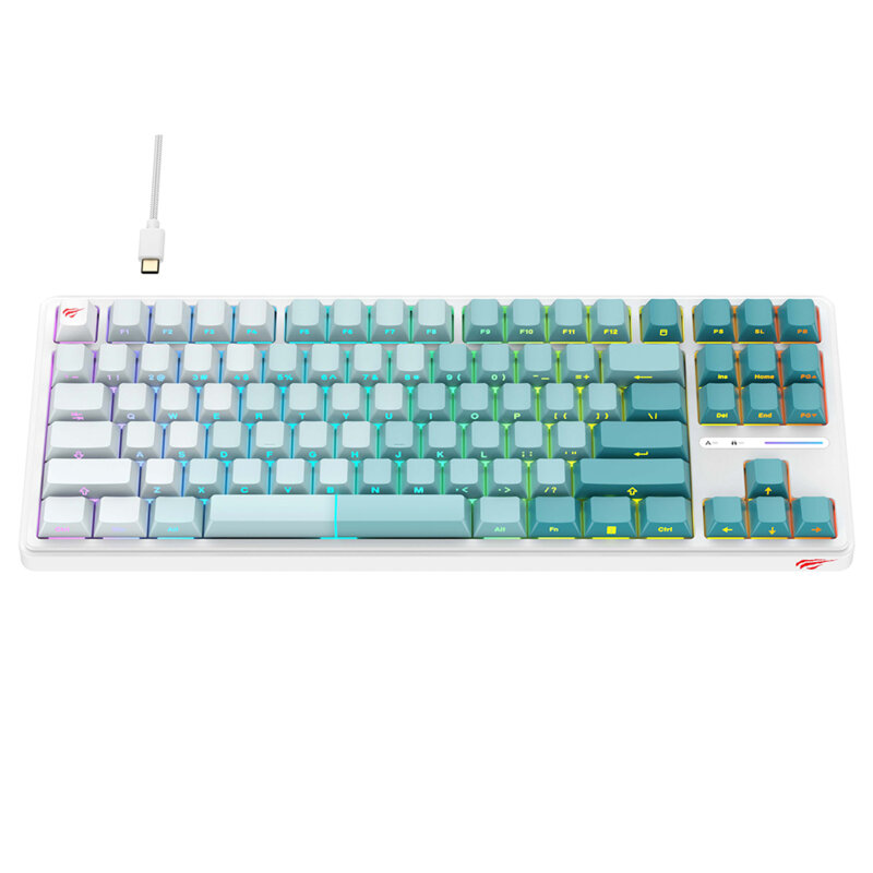 Tastatura gaming iluminata cu fir Havit KB901L, alb / verde