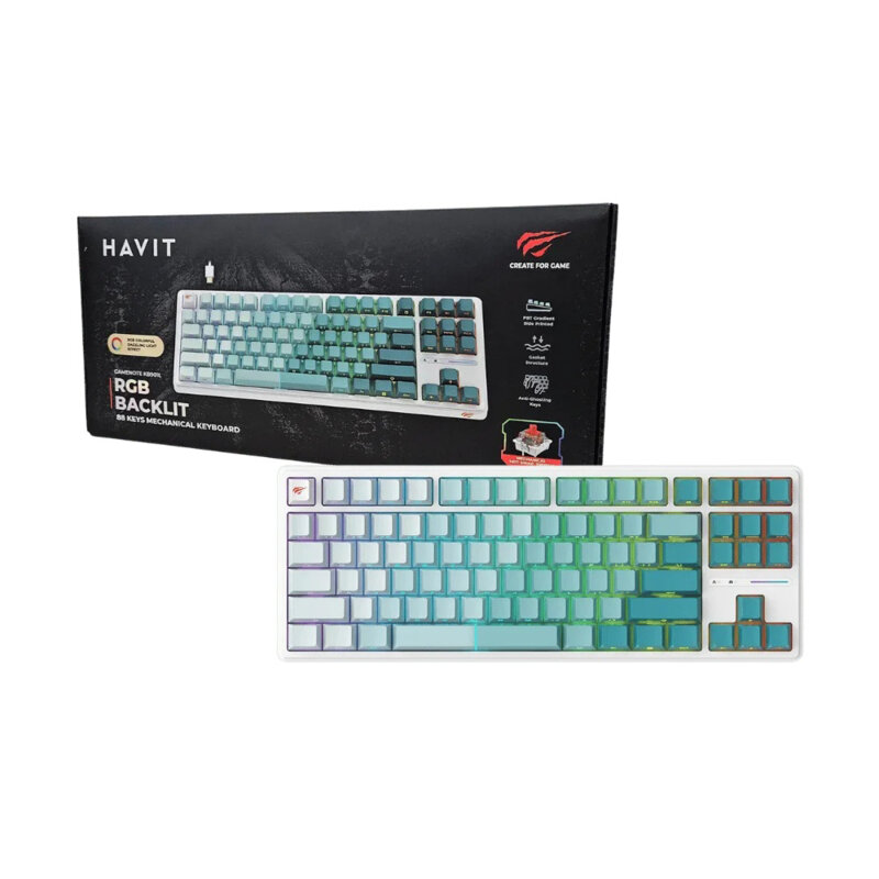 Tastatura gaming iluminata cu fir Havit KB901L, alb / verde