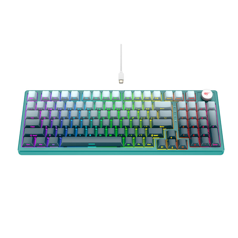 Tastatura gaming iluminata cu fir Havit KB899L, alb / verde