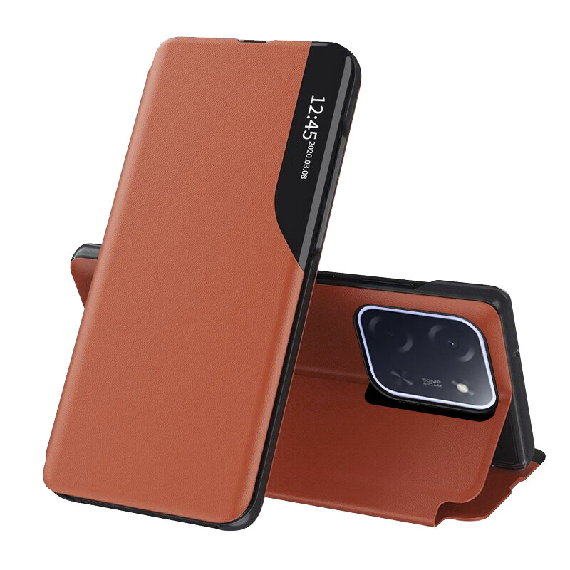 Husa Xiaomi Poco C85 4G Eco Leather View flip tip carte, portocaliu