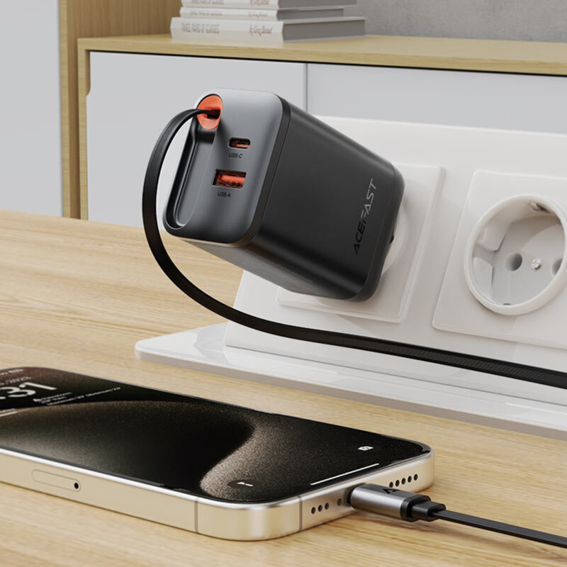 Incarcator USB, tip C + cablu Acefast A111, 67W, 65cm, negru