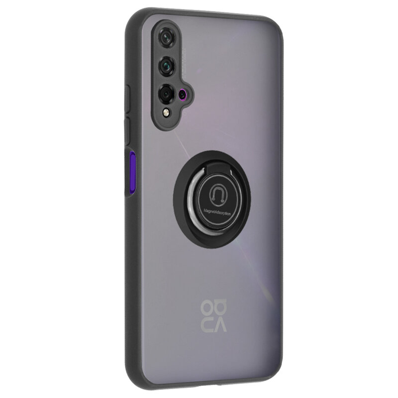 Husa Huawei Nova 5T Techsuit Glinth Cu Inel Suport Stand Magnetic - Negru
