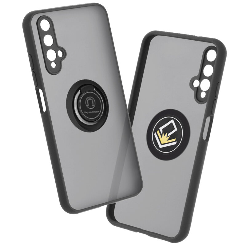 Husa Huawei Nova 5T Techsuit Glinth Cu Inel Suport Stand Magnetic - Negru