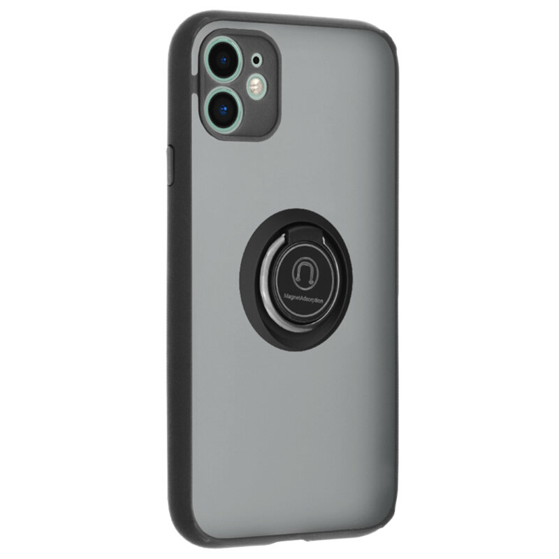 Husa iPhone 11 Techsuit Glinth cu inel suport stand magnetic, negru