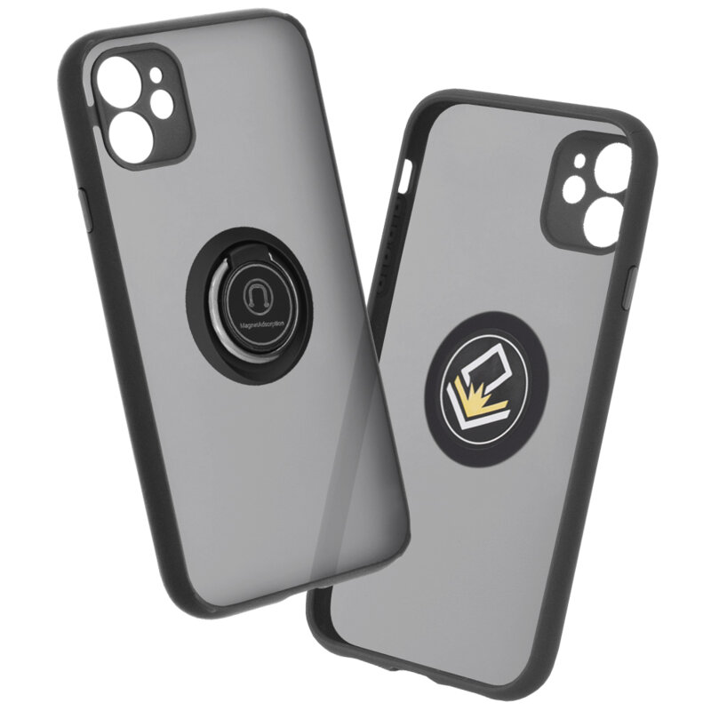Husa iPhone 11 Techsuit Glinth cu inel suport stand magnetic, negru