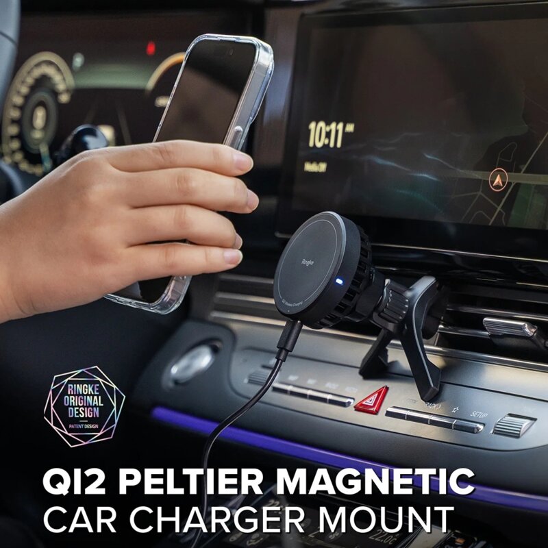 Suport auto cu incarcare wireless Ringke Peltier, 25W, negru