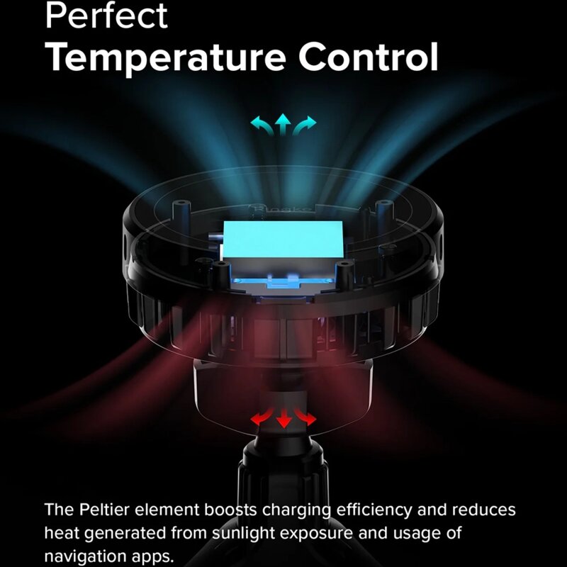 Suport auto cu incarcare wireless Ringke Peltier, 25W, negru