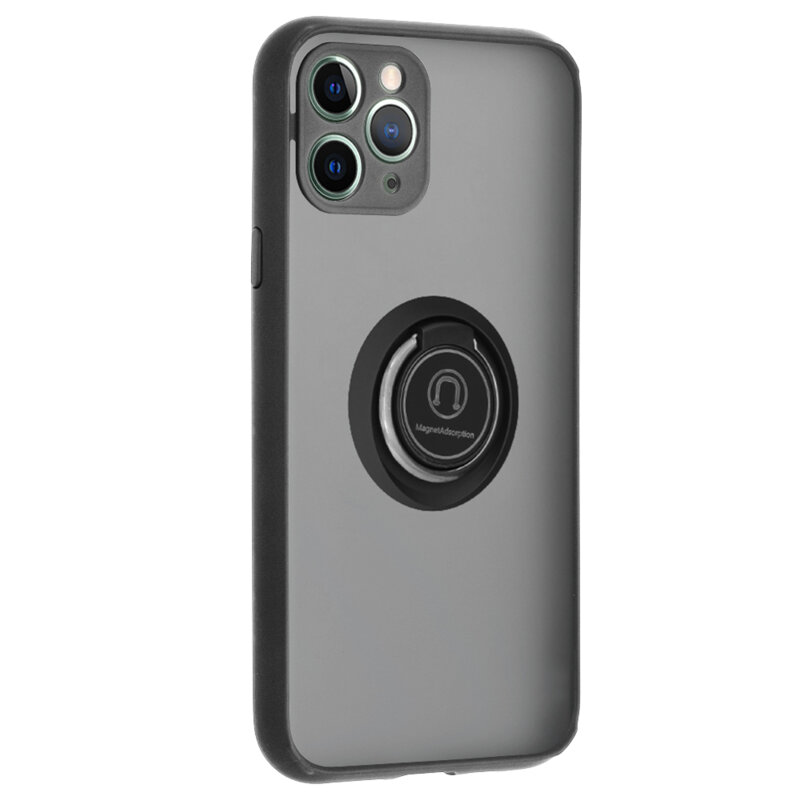 Husa iPhone 11 Pro Max Techsuit Glinth cu inel suport stand magnetic, negru