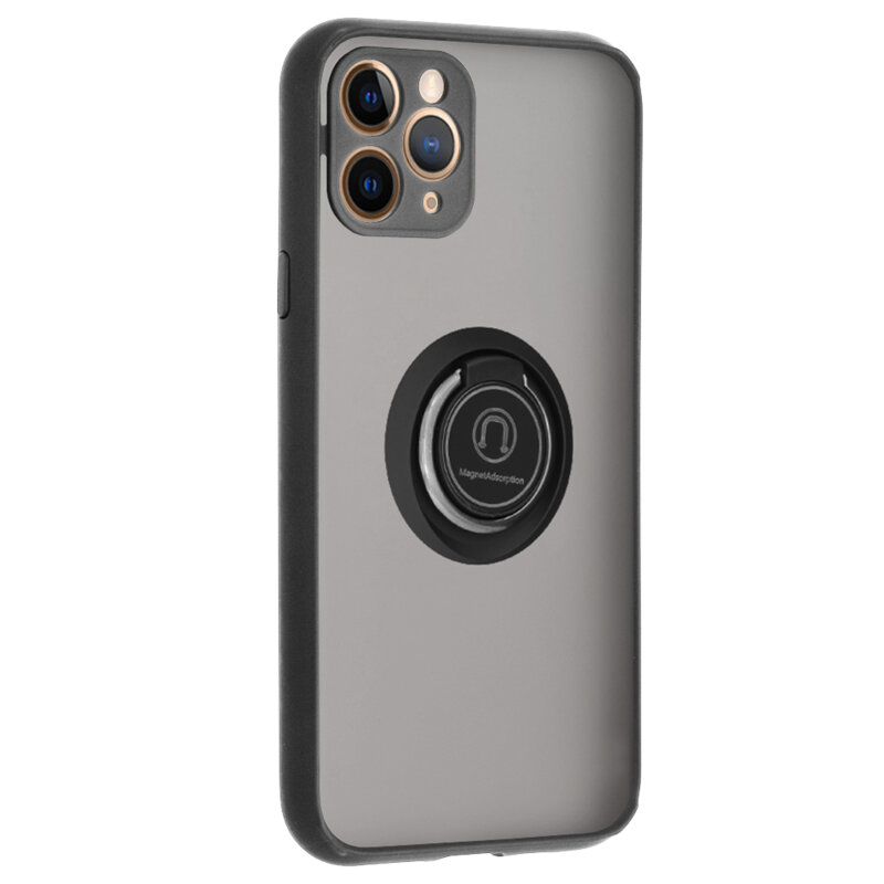 Husa iPhone 11 Pro Techsuit Glinth cu inel suport stand magnetic, negru
