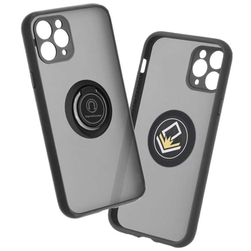 Husa iPhone 11 Pro Techsuit Glinth cu inel suport stand magnetic, negru