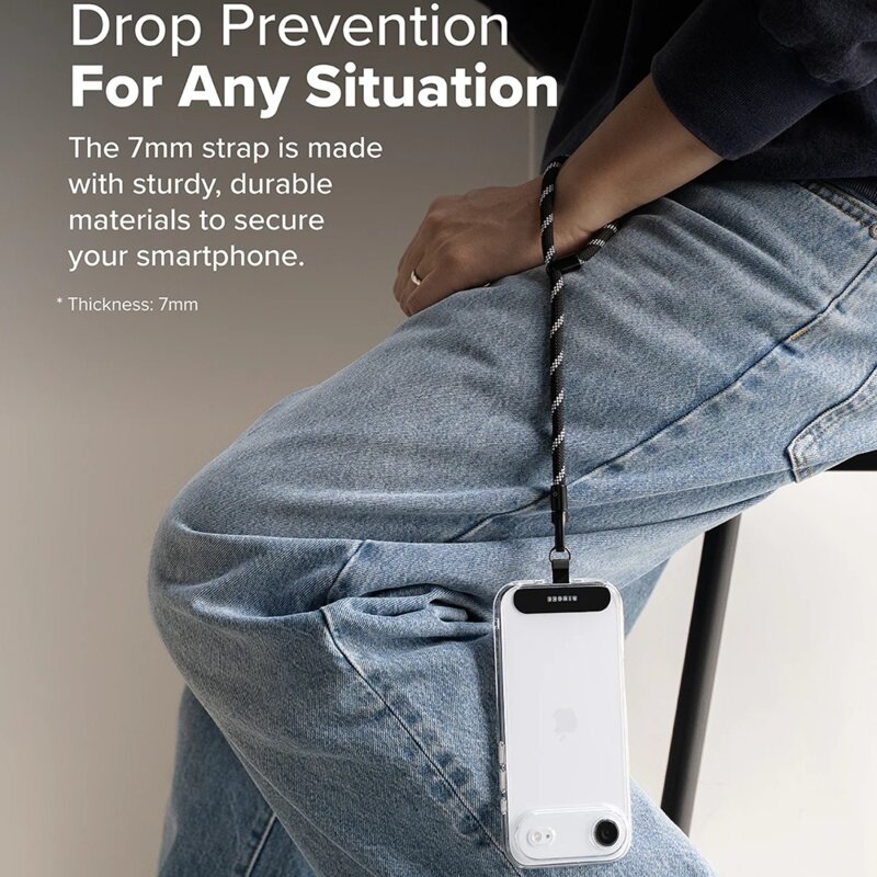 Snur mana, lanyard pentru telefon Ringke Link Flow P-Type, gri