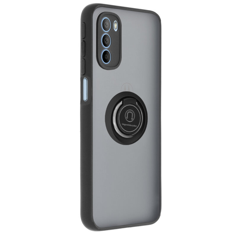 Husa Motorola Moto G31 Techsuit Glinth cu inel suport stand magnetic, negru